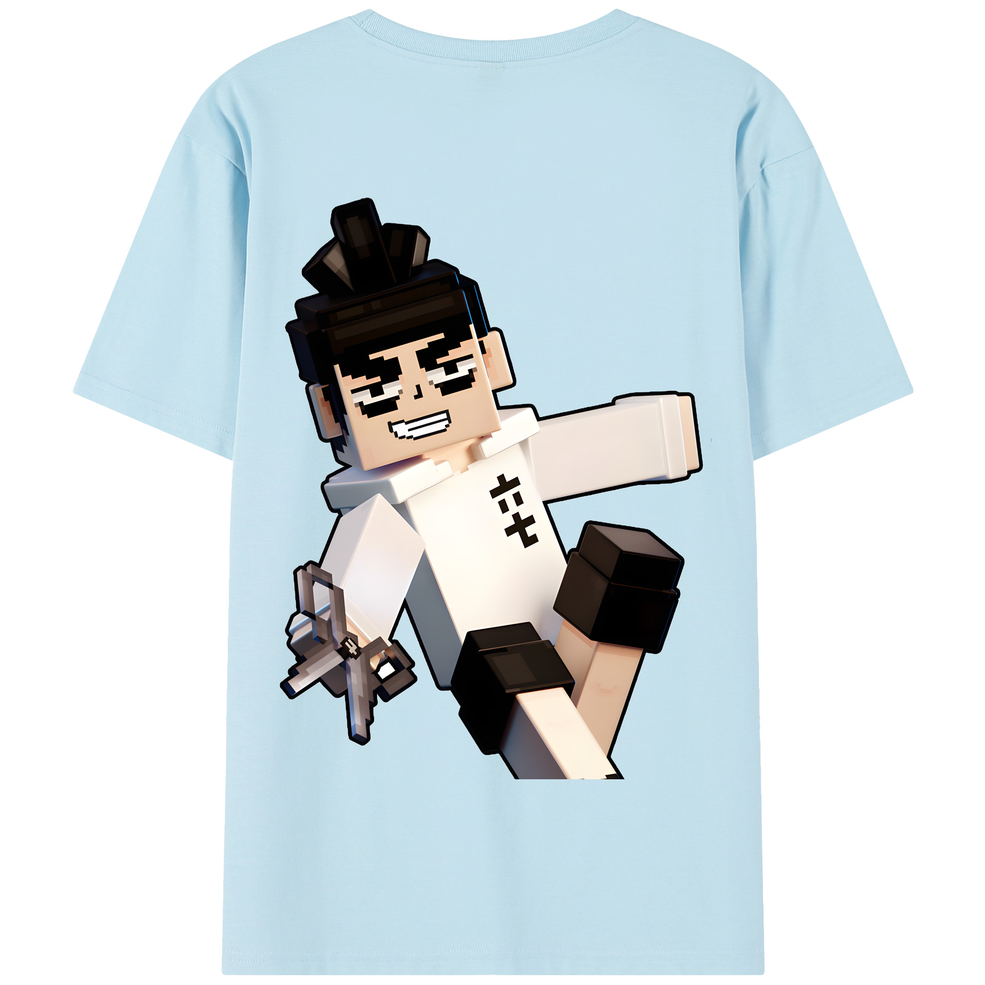 （画像用） マインクラフト ブロックの世界 Minecraft MC Block world 綿100％半袖Tシャツ（背面プリント）